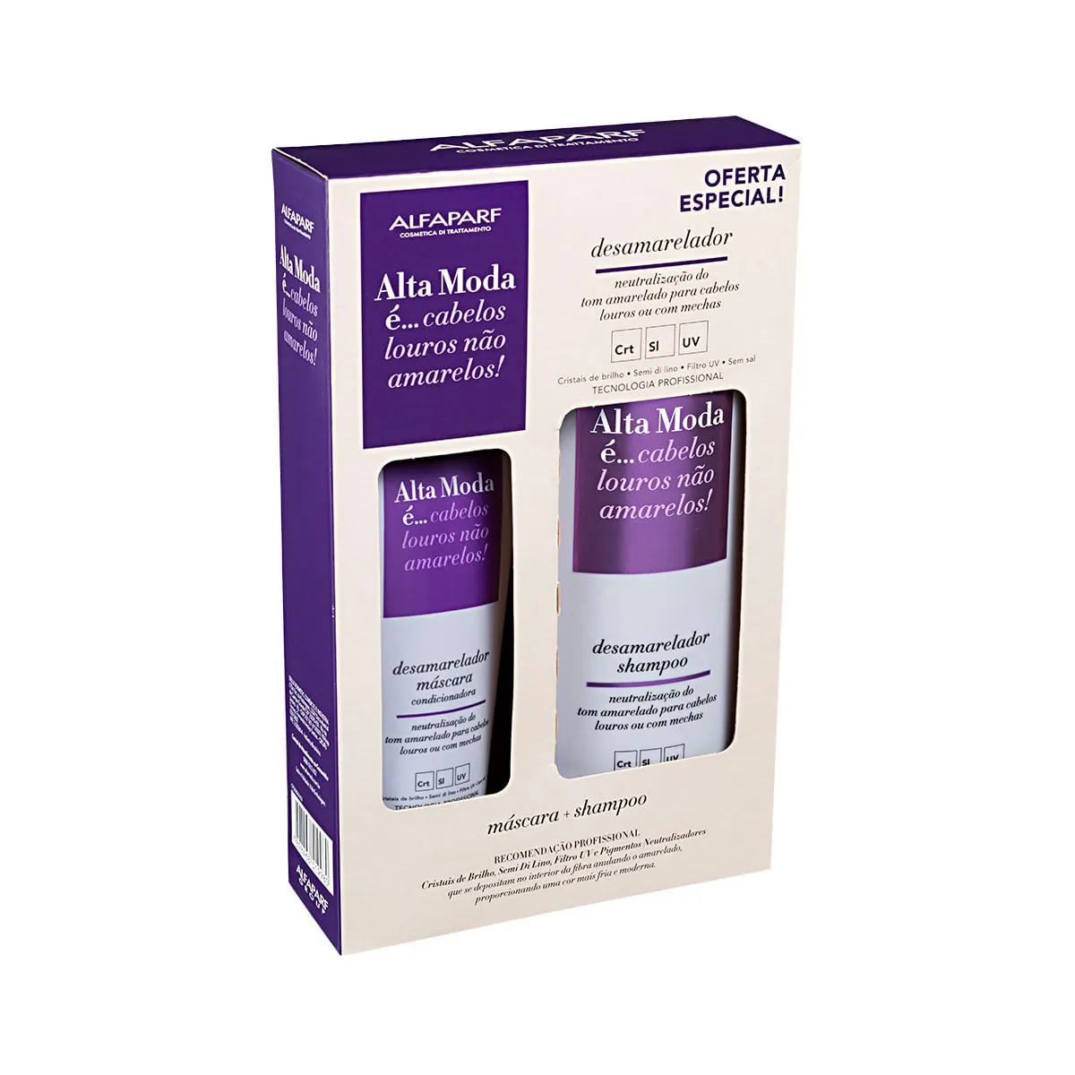 Kit Máscara 200g Shampoo 300ml Desamarelador Alfaparf Alta Moda é