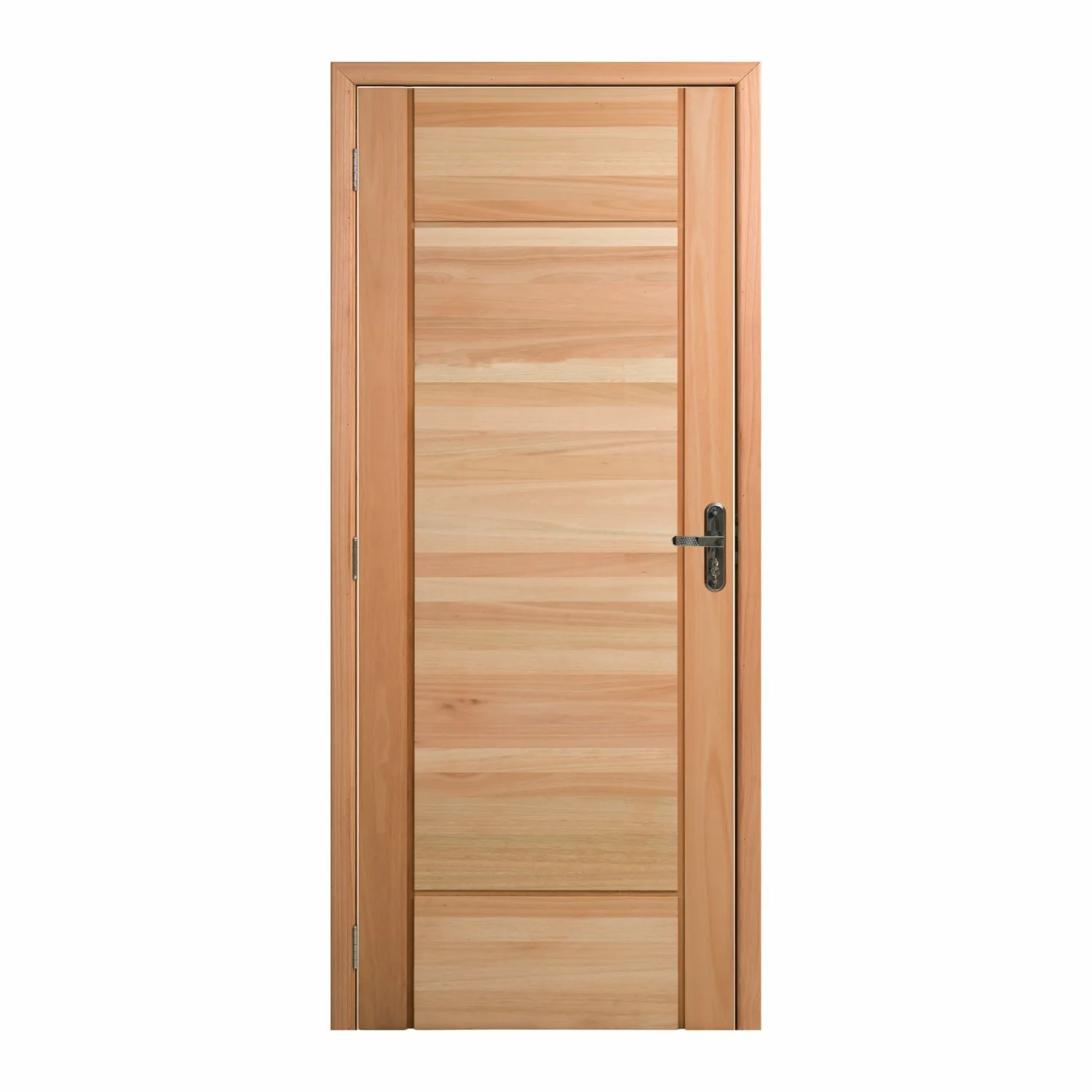 Kit Porta Pronta Maciça De Eucalipto 214x89x14cm Pm95 Clean Abertura Esquerda Cruzeiro Portas Natural