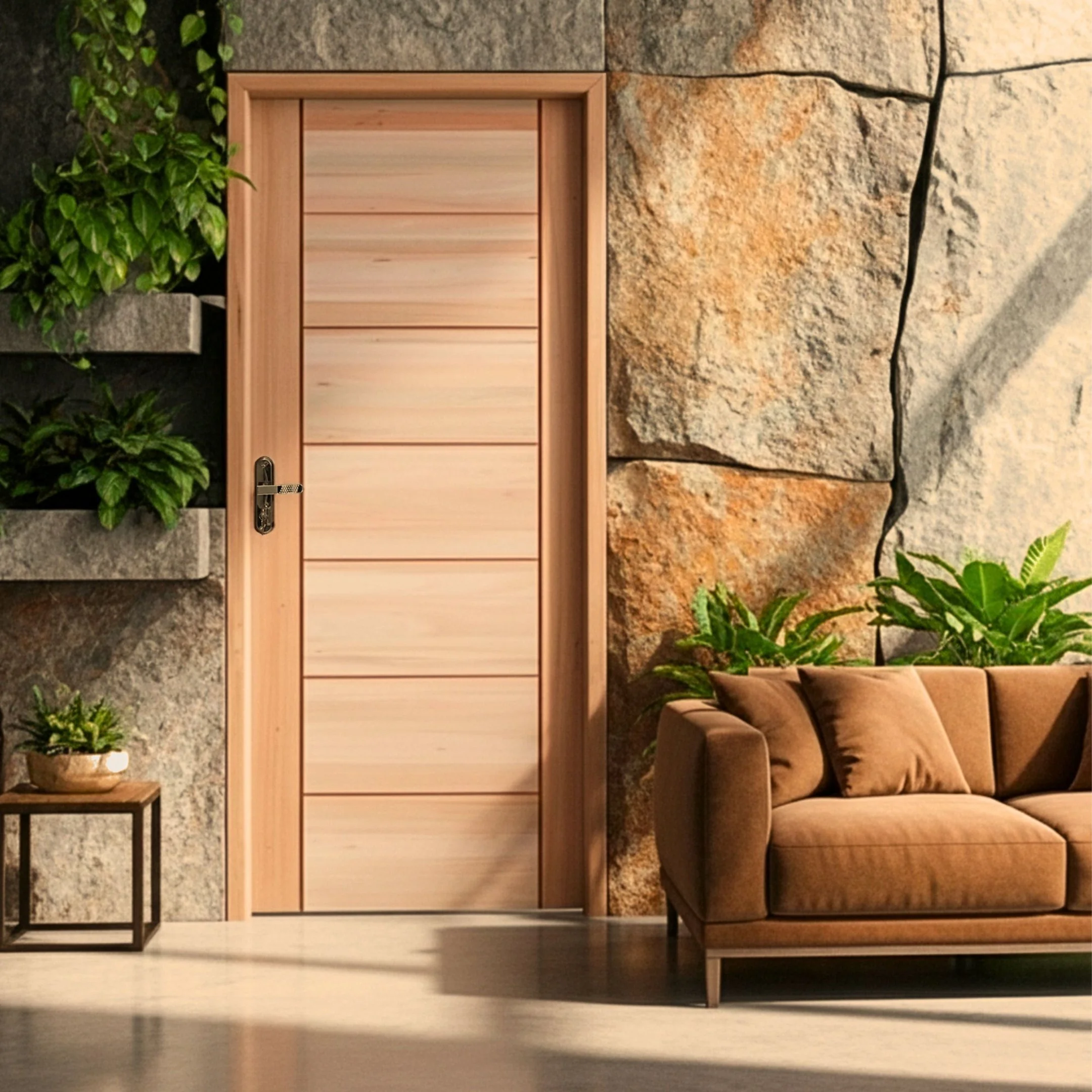 Folha De Porta Maciça Em Eucalipto Acabamento Natural 210x60cm Pm58 Quartier Cruzeiro Portas Natural