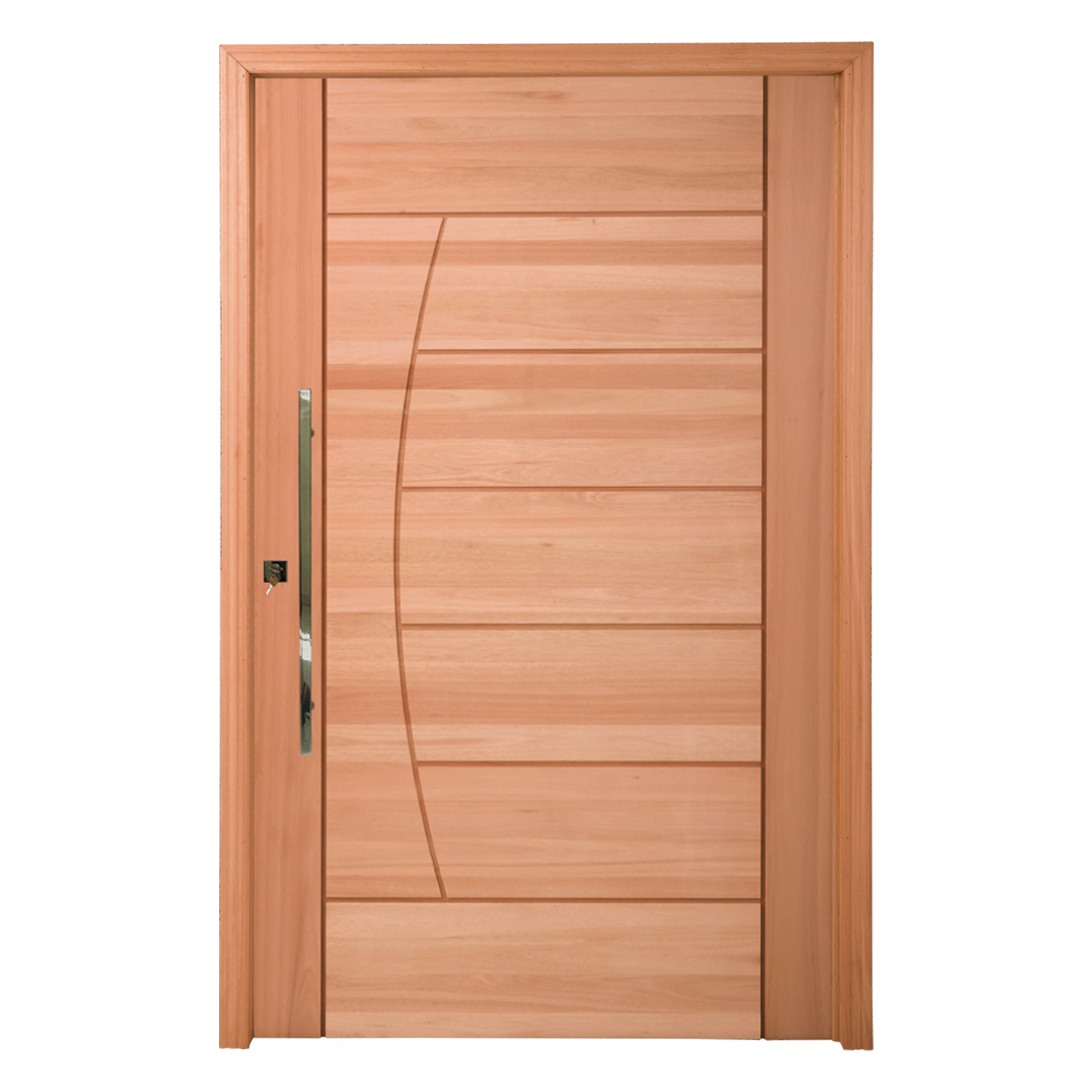 Kit Porta Madeira Pivotante Direito|Esquerdo Marrom 210x120cm com Batente Decorada Cruzeiro