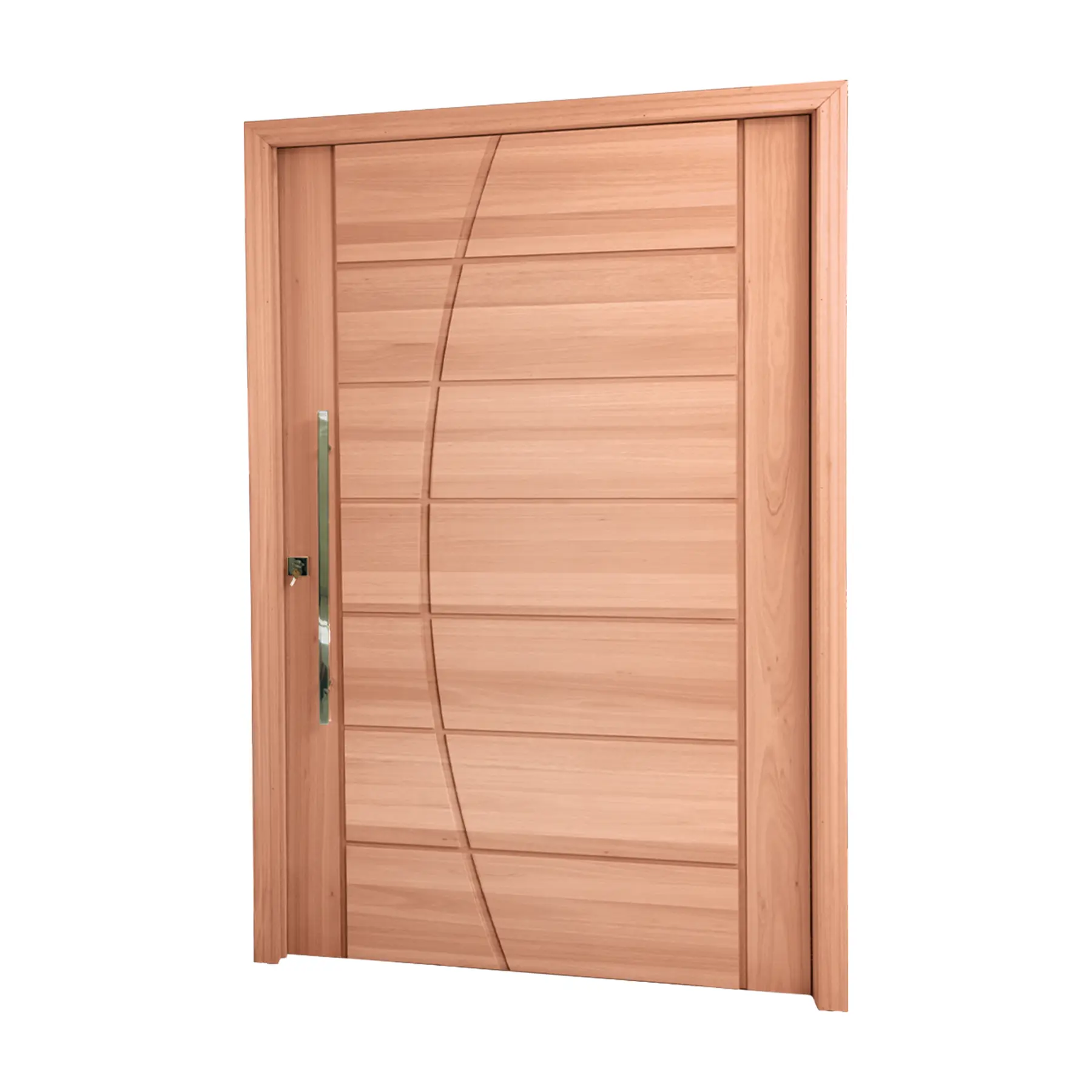 Kit Porta Madeira Pivotante Direito|Esquerdo Marrom 210x100cm com Batente Decorada Cruzeiro