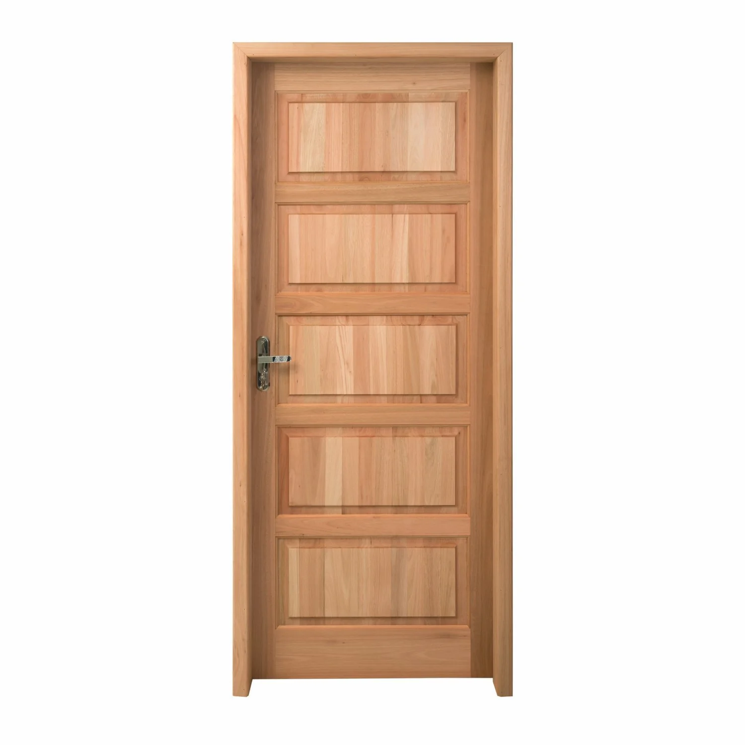 Kit Porta Pronta Maciça De Eucalipto 214x89x14cm Pp01 Abertura Direita Cruzeiro Portas Natural