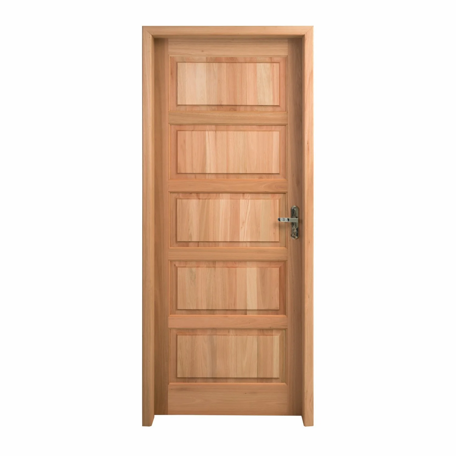 Kit Porta Pronta Maciça De Eucalipto 214x89x14cm Pp01 Abertura Esquerda Cruzeiro Portas Natural