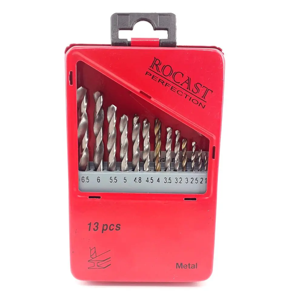 Jogo Brocas Haste Cilíndrica HSS DIN338N 13 peças 1,5 a 6,5mm 5,0159 ROCAST