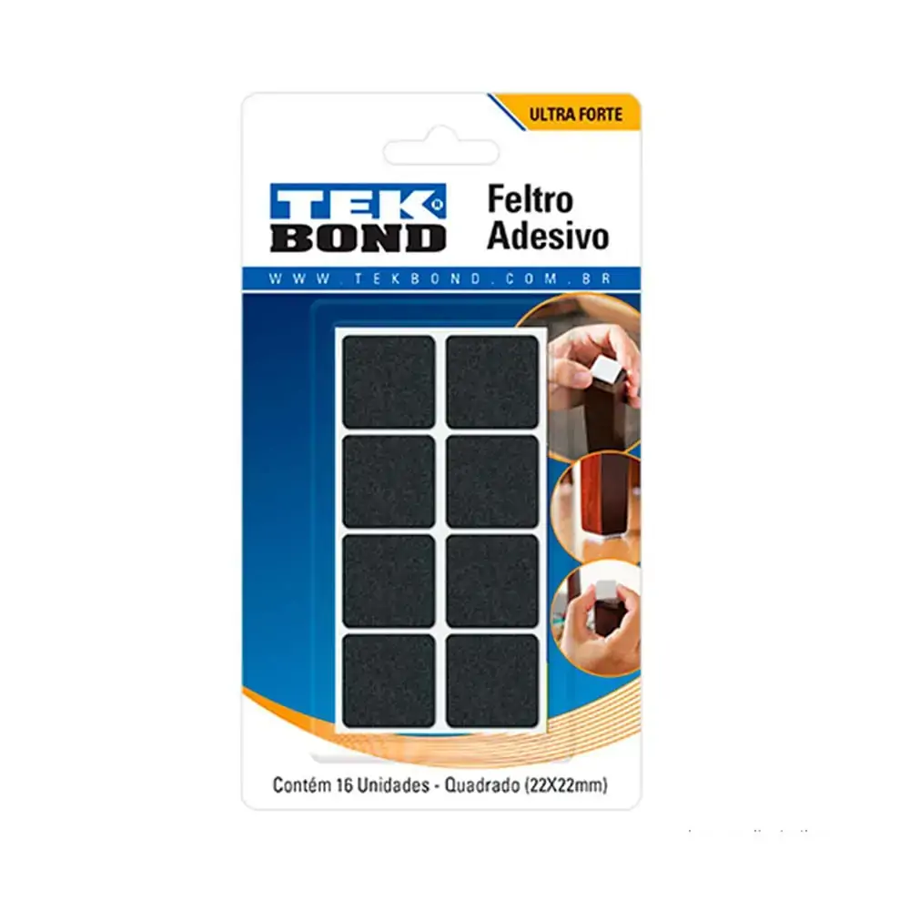 Acessorio para Casa Feltro Adesivo Quadrado 22MM P BL com 16