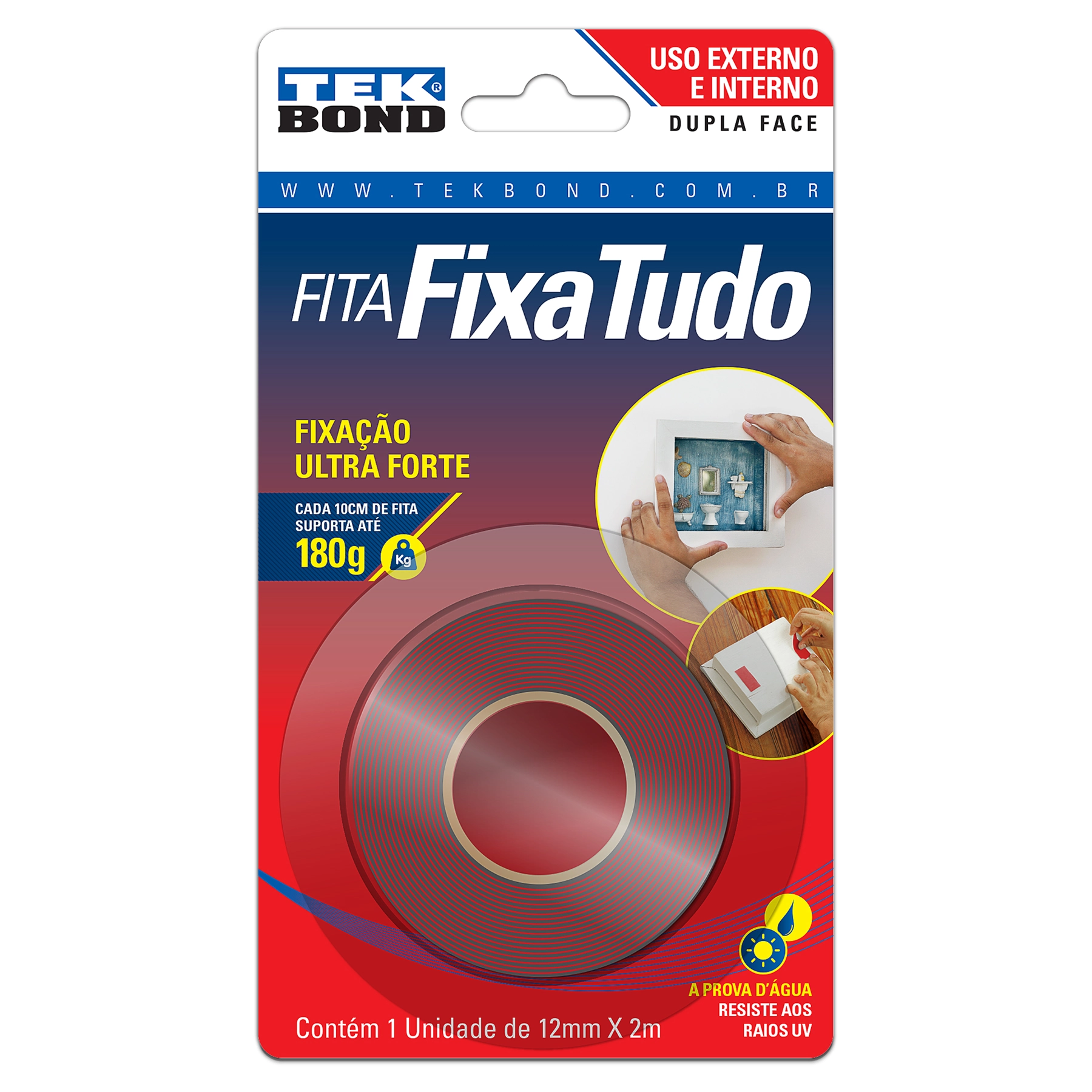 Fita Acrílica Dupla Face Exterior 12 mm x 2 m Tekbond