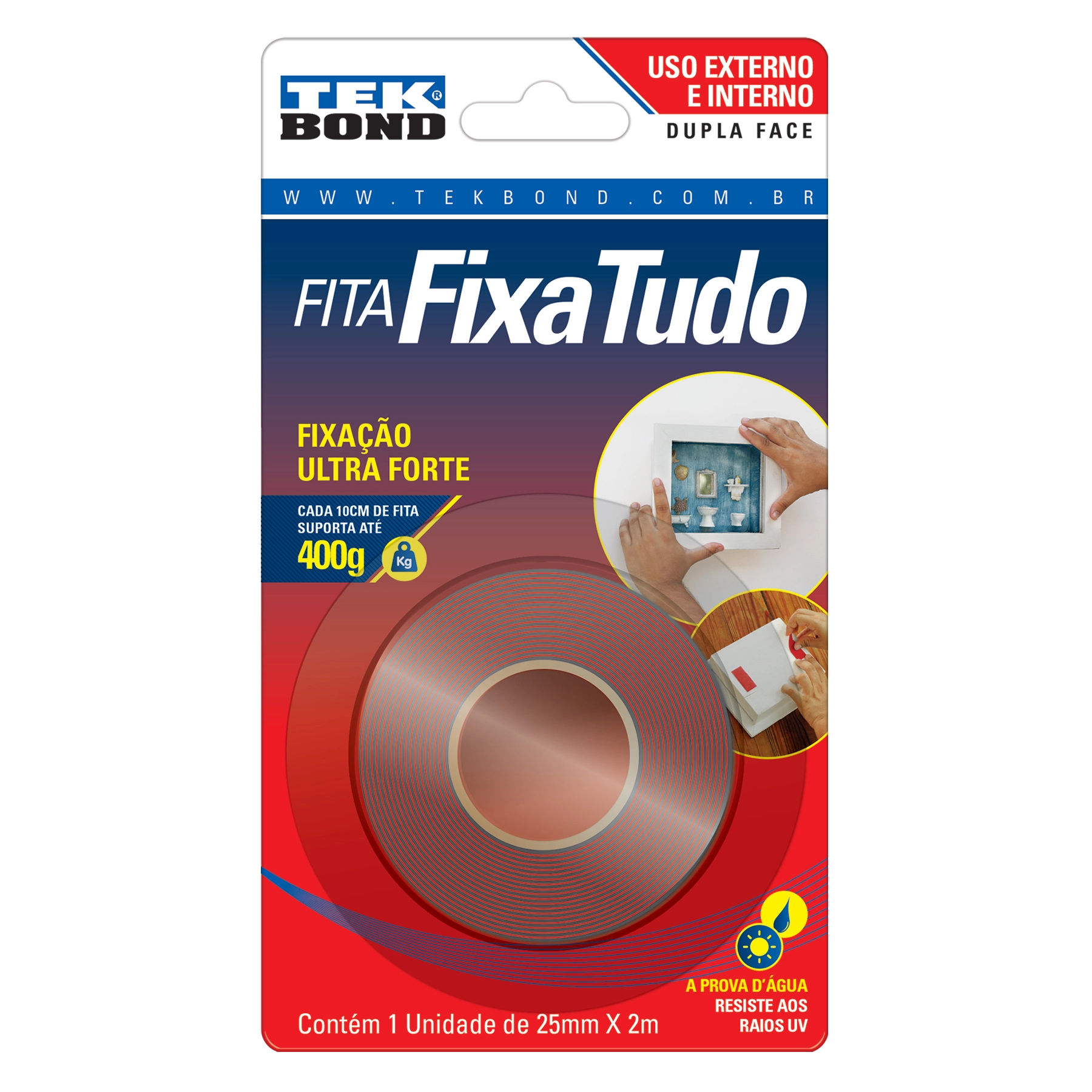 Fita Adesiva Dupla Face 25mm x 2m Teckbond