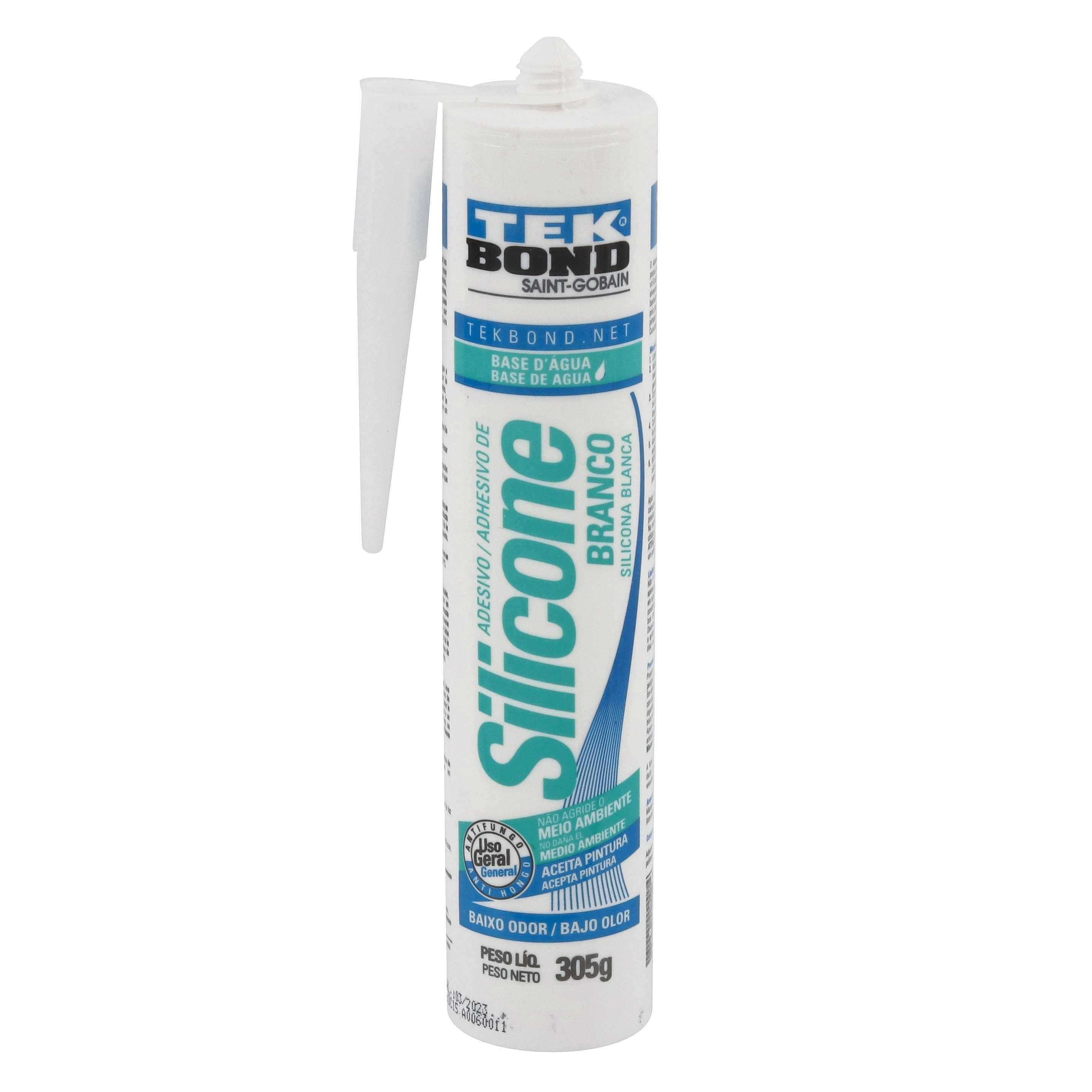 Silicone Base D Água para Móveis e Rodapés Branco Tubo 305g Tekbond