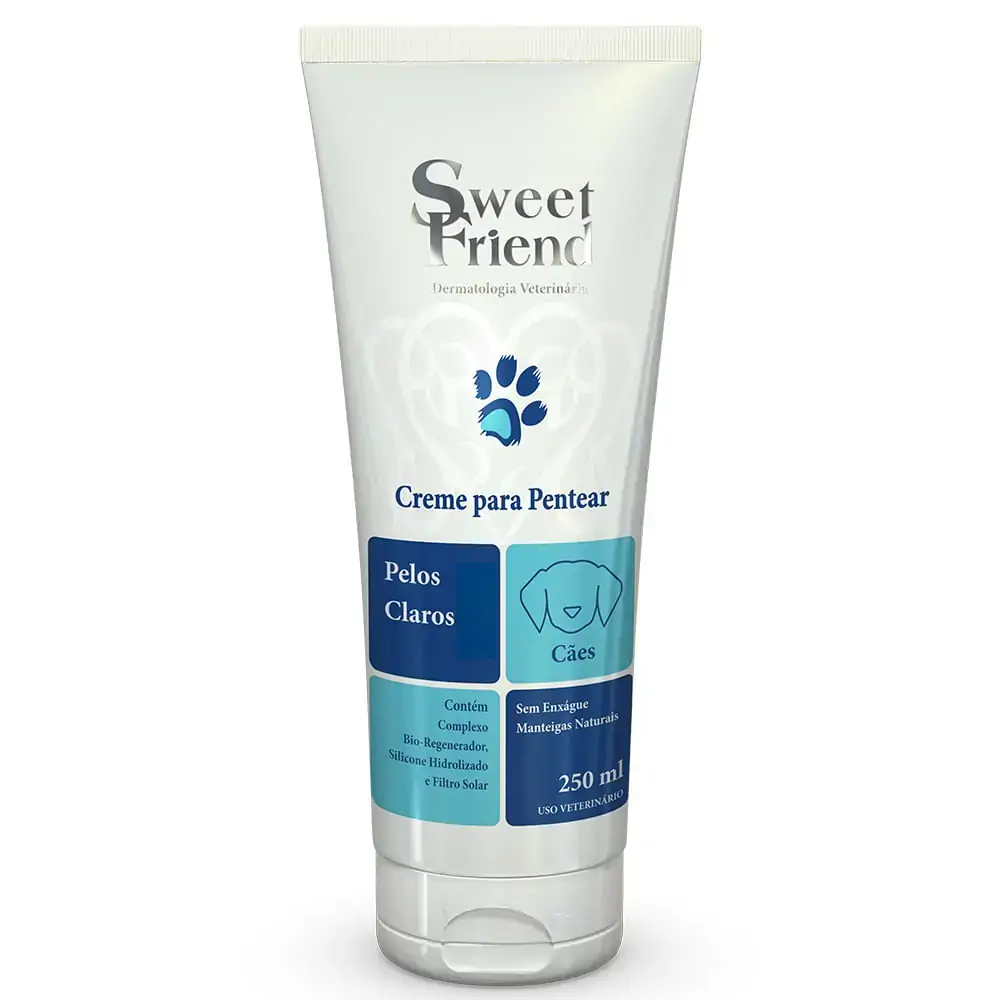 Creme De Pentear Para Cães/gatos Intensive Care Pelos Claros Para Cães Sweet Friend 250ml