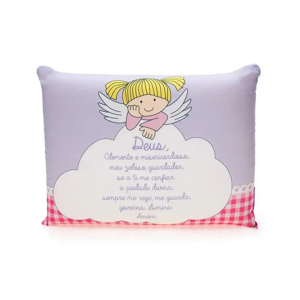 Almofada Zonacriativa 25x35cm Santo Anjo Rosa
