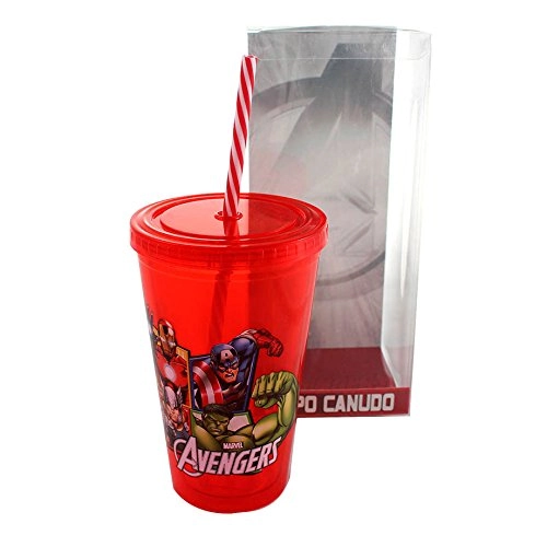 Copo C/canudo Zonacriativa Pvc Avengers