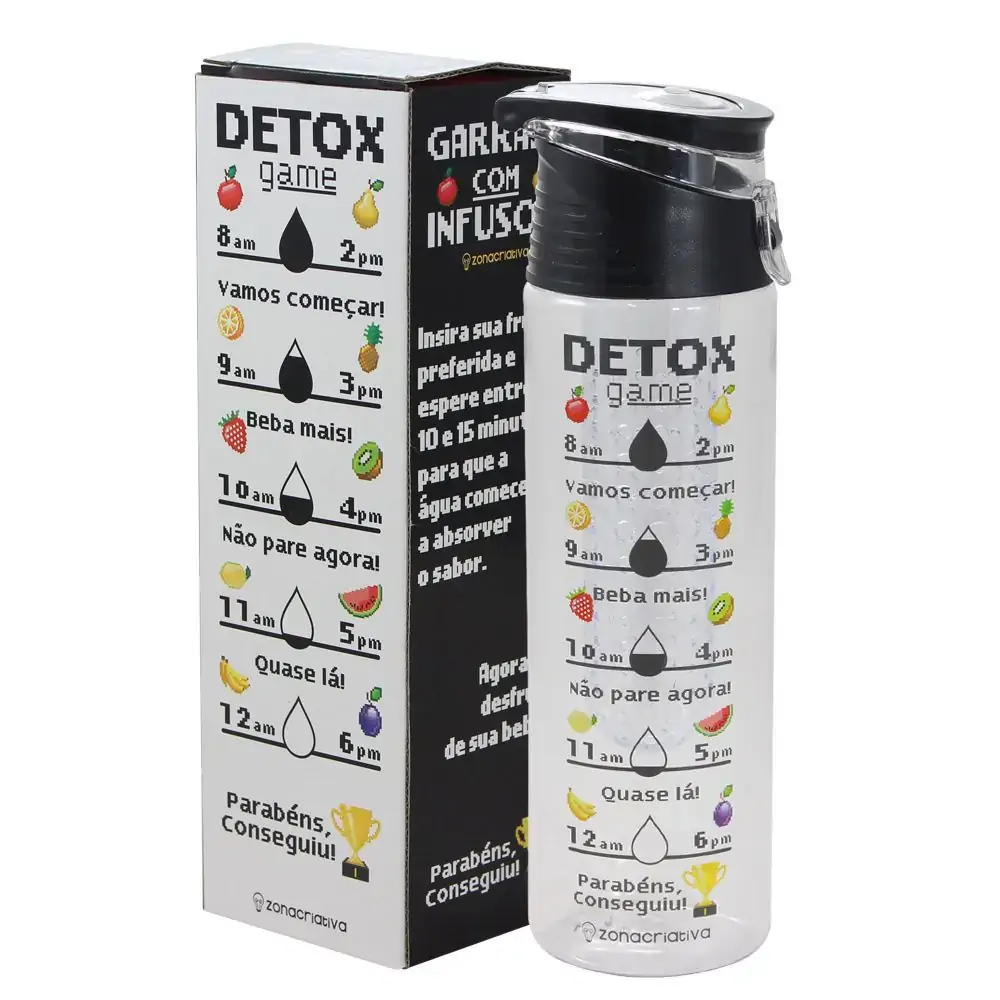 Copo Zonacriativa 700ml C/infusor Detox Game