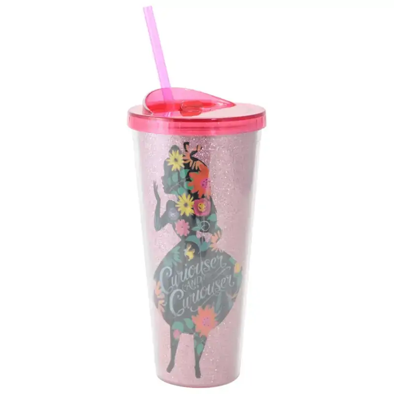 Copo Canudo Zonacriativa 650ml Alice Floral