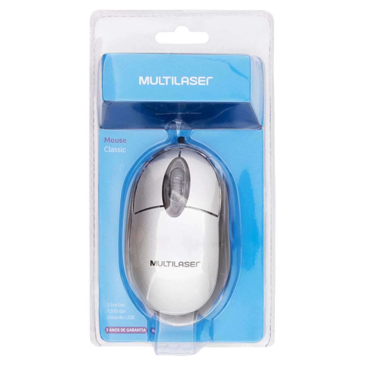 Mouse Com Fio Prata Mo006 Multilaser Classic