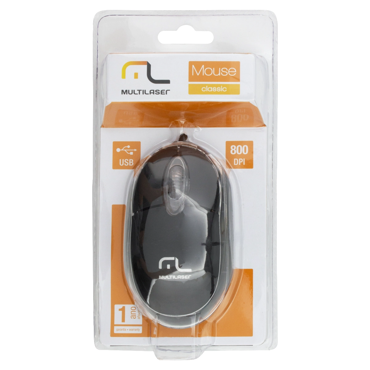 Mouse óptico Preto Mo007 Multilaser Classic