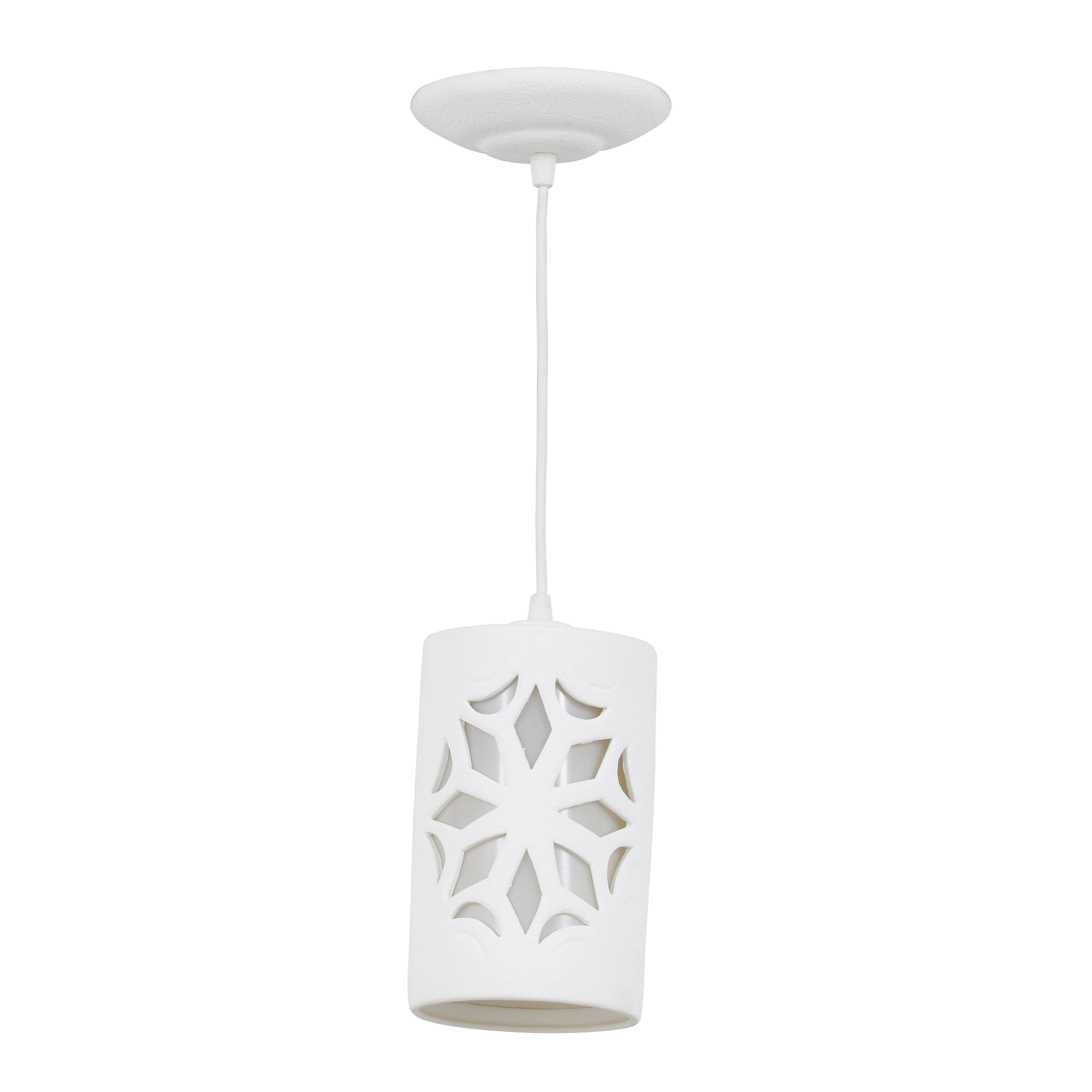Pendente Cilindro 1 Lâmpada Cerâmica Branco Baruc AlfaLuz
