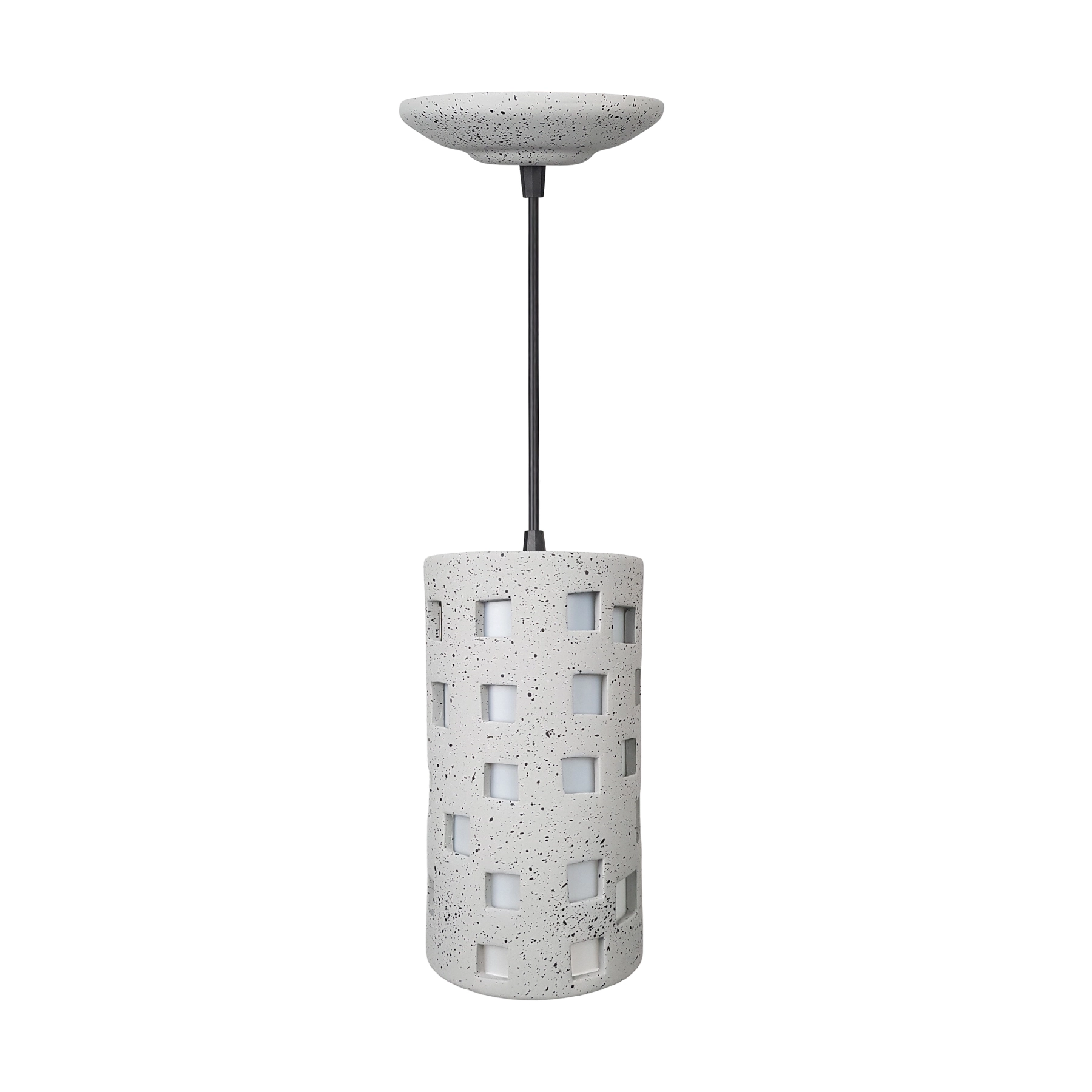 Pendente Cilindro 1 Lâmpada Cerâmica Cinza Square