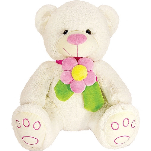 Pelúcia Urso Pimpao Com Flor Rosa Buba