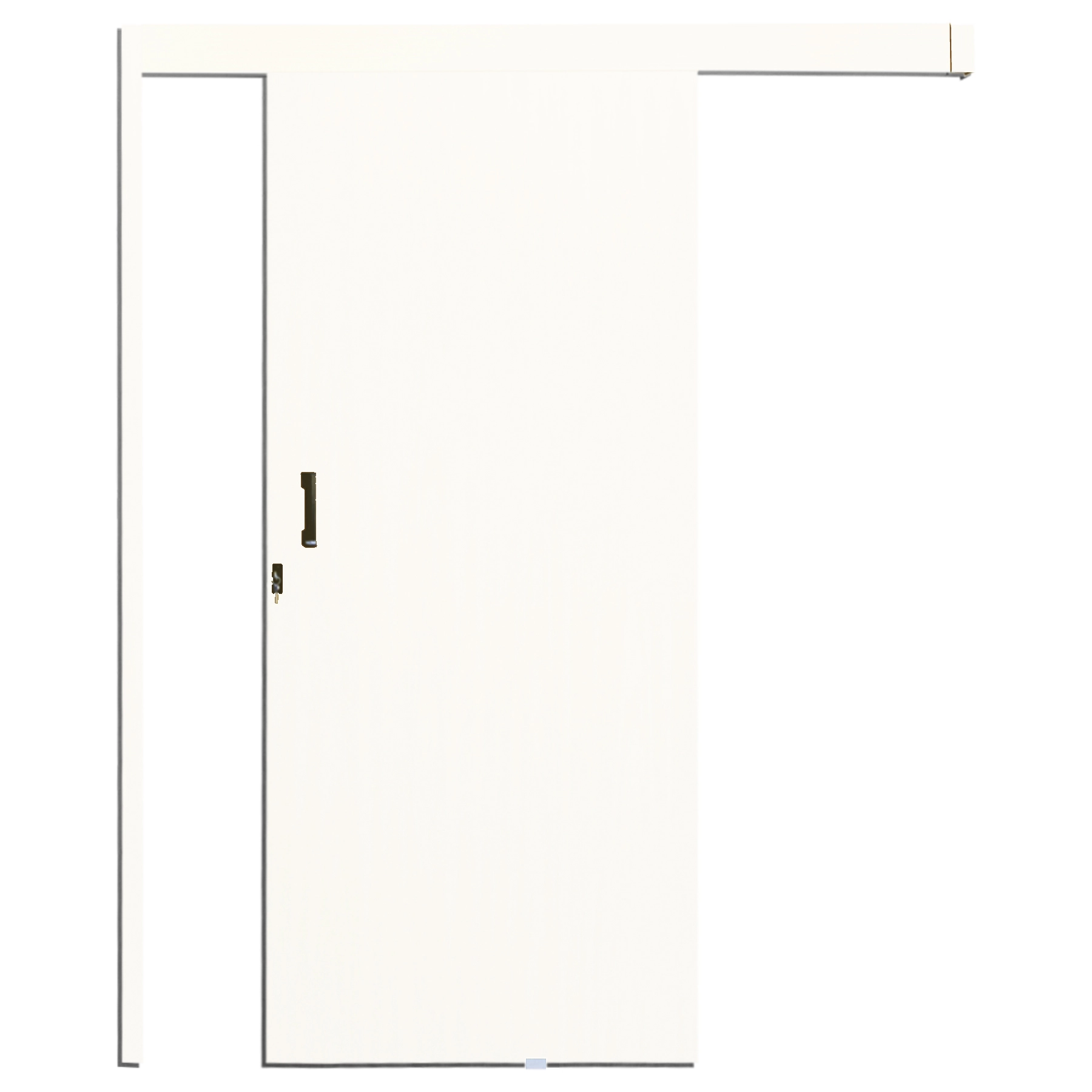 Kit Porta Sobrepor Madeira de Correr Direito Branco 215x70cm Colméia com Batente Lisa MGM