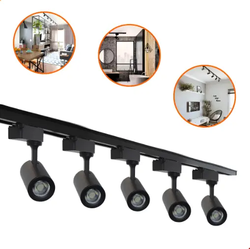 Kit Trilho Eletrificado 2m + 6 Spot Led 7w Preto 6000k Luz Fria