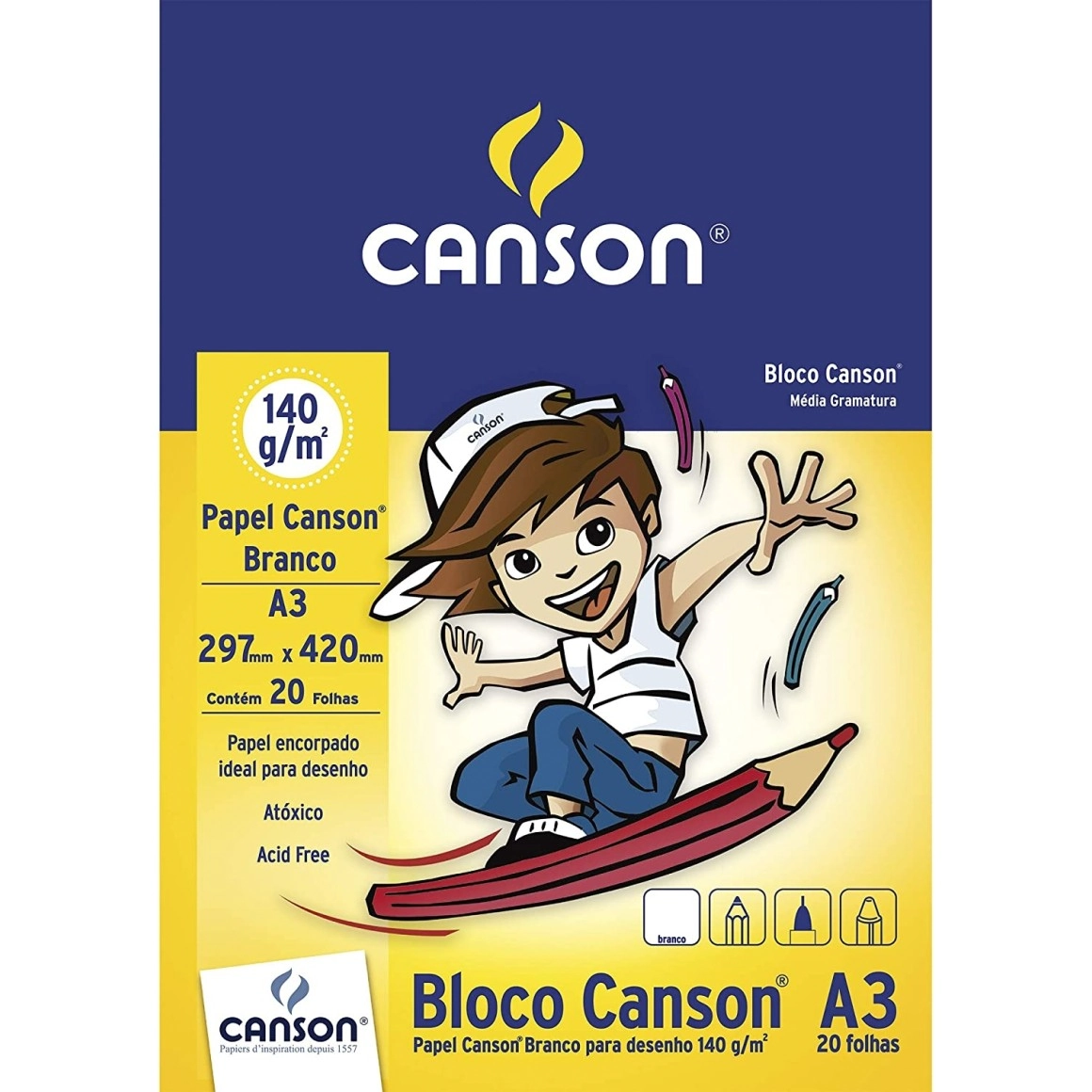 Papel Desenho Cagrain A3 Canson 20f