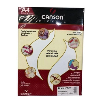A4 Papeis Criativos Branco Ouro 300g/m2 C/15