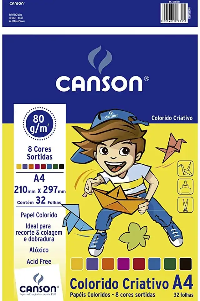 Bloco De Papel Colorido Canson Criativo A4 32 Folhas