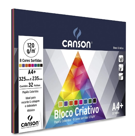 Bloco Escolar Colorido Criativo Cards 120g A4 235mmx325mm Canson 32fl