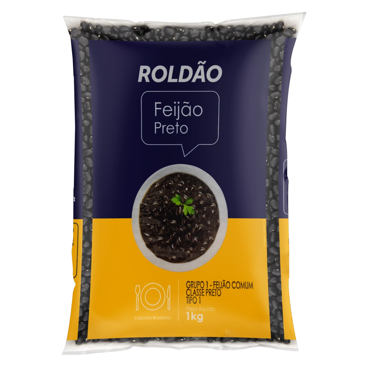 Feijão Preto Tipo 1 Roldão Pacote 1kg