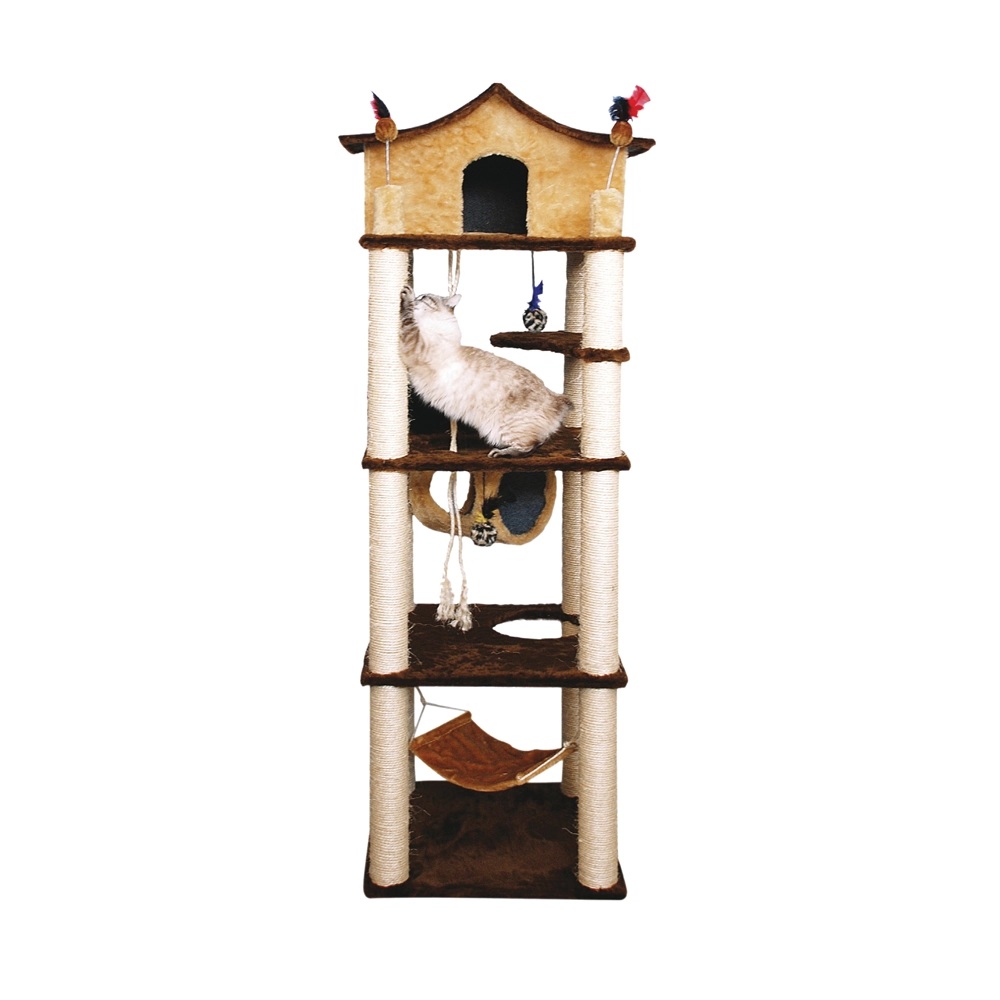 Arranhador Castelo Pelucia Lisa Marrom E Bege