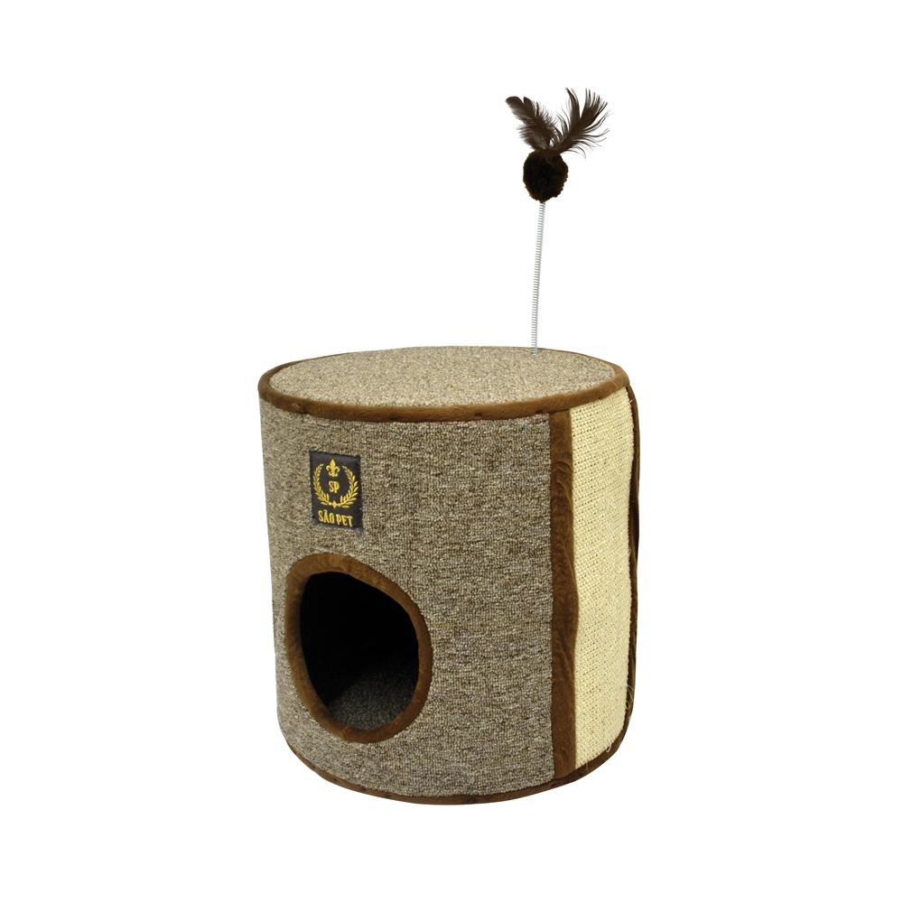 Puff Em Carpete E Sisal Marrom