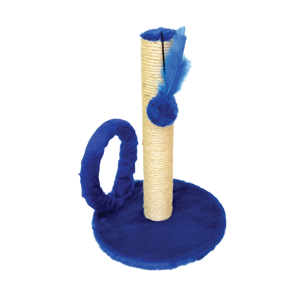 Arranhador Redondo C/ Argola Pelucia Lisa Azul