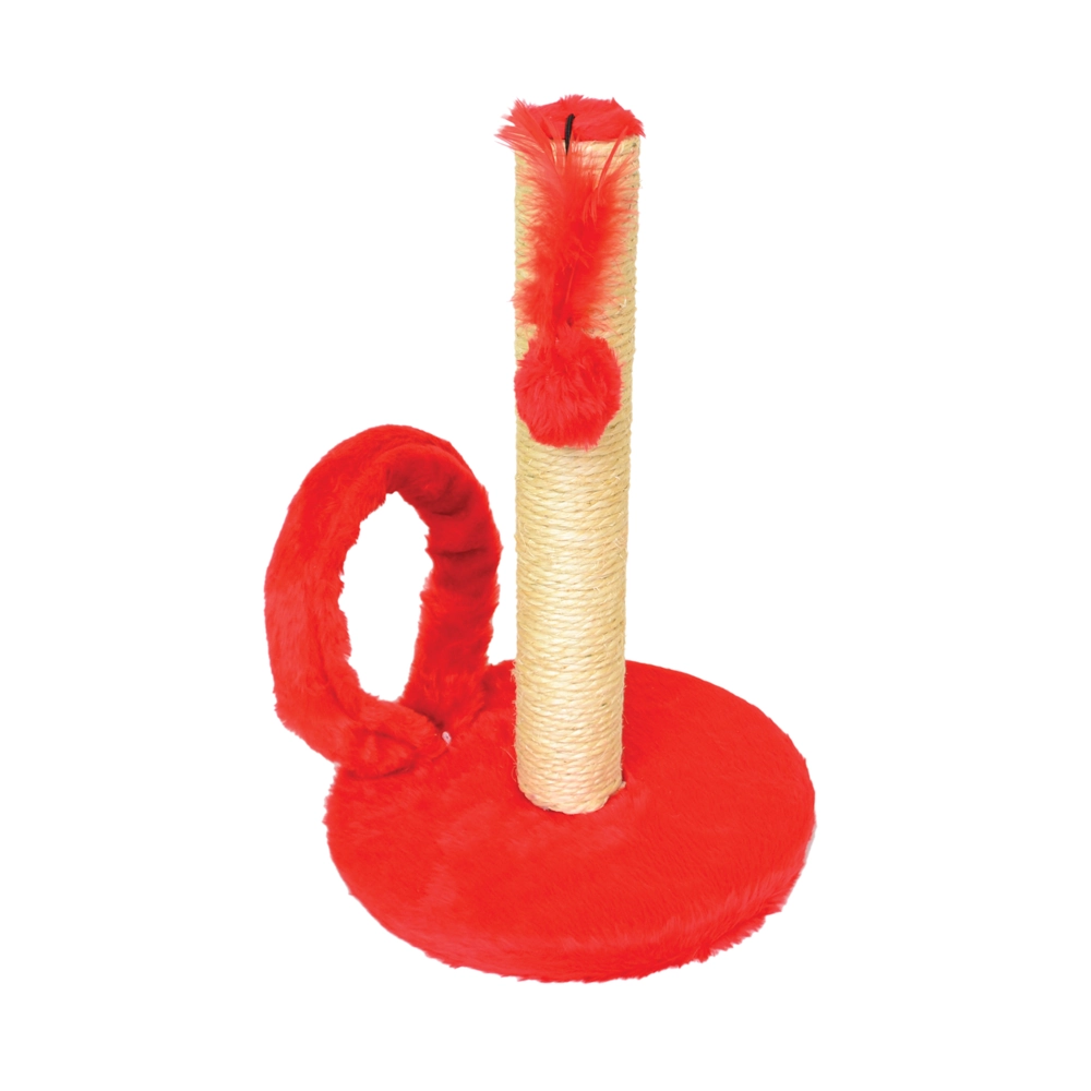 Arranhador Redondo C/ Argola Pelucia Lisa Vermelho