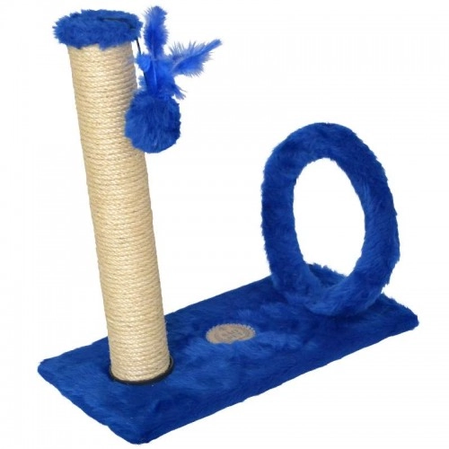 Arranhador Retangular C/ Argola Pelucia Lisa Azul
