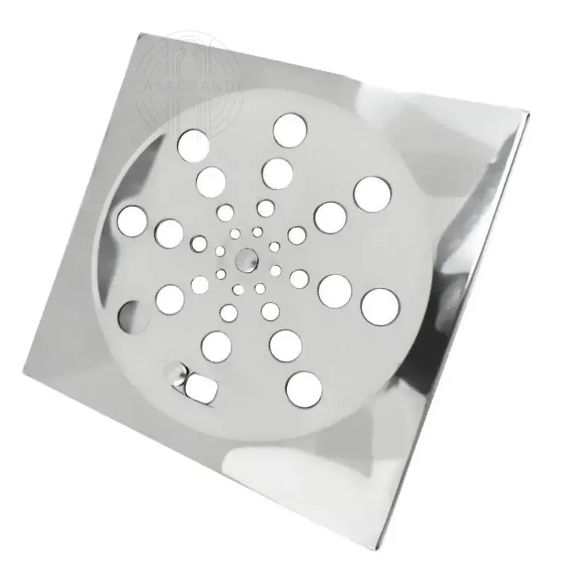 Tampa Ralo Giratória 10x10cm Cromada Metal Banheiro Do Andar Casagrande Mundial