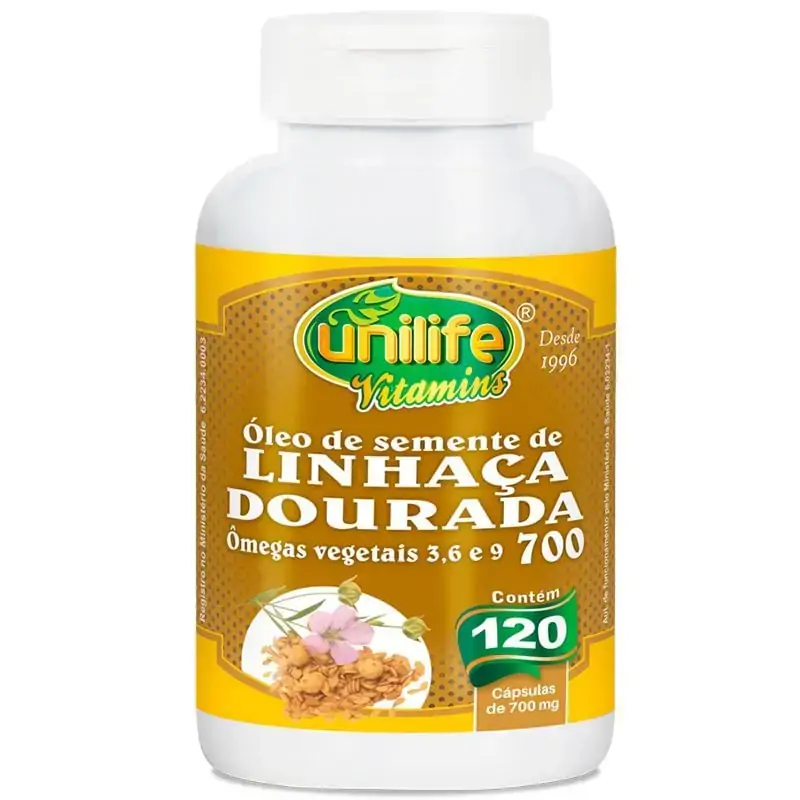 Óleo de Linhaça Dourada+Ômega 3,6 e 9 700mg 120Cáps Unilife