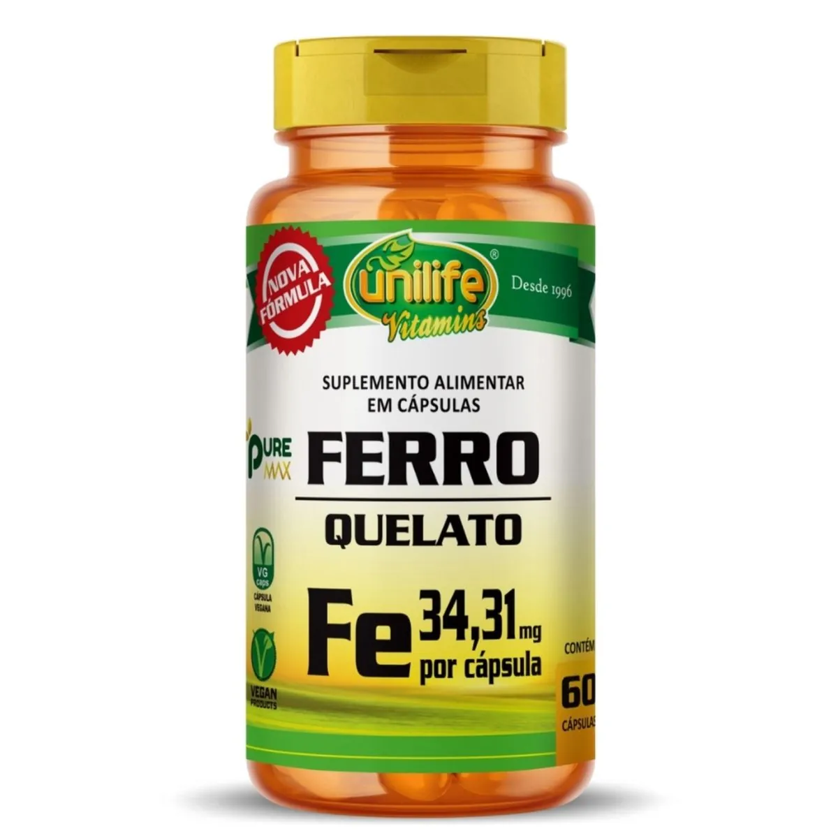 Mineral Ferro Quelato Fe Unilife 60 Cápsulas De 500mg