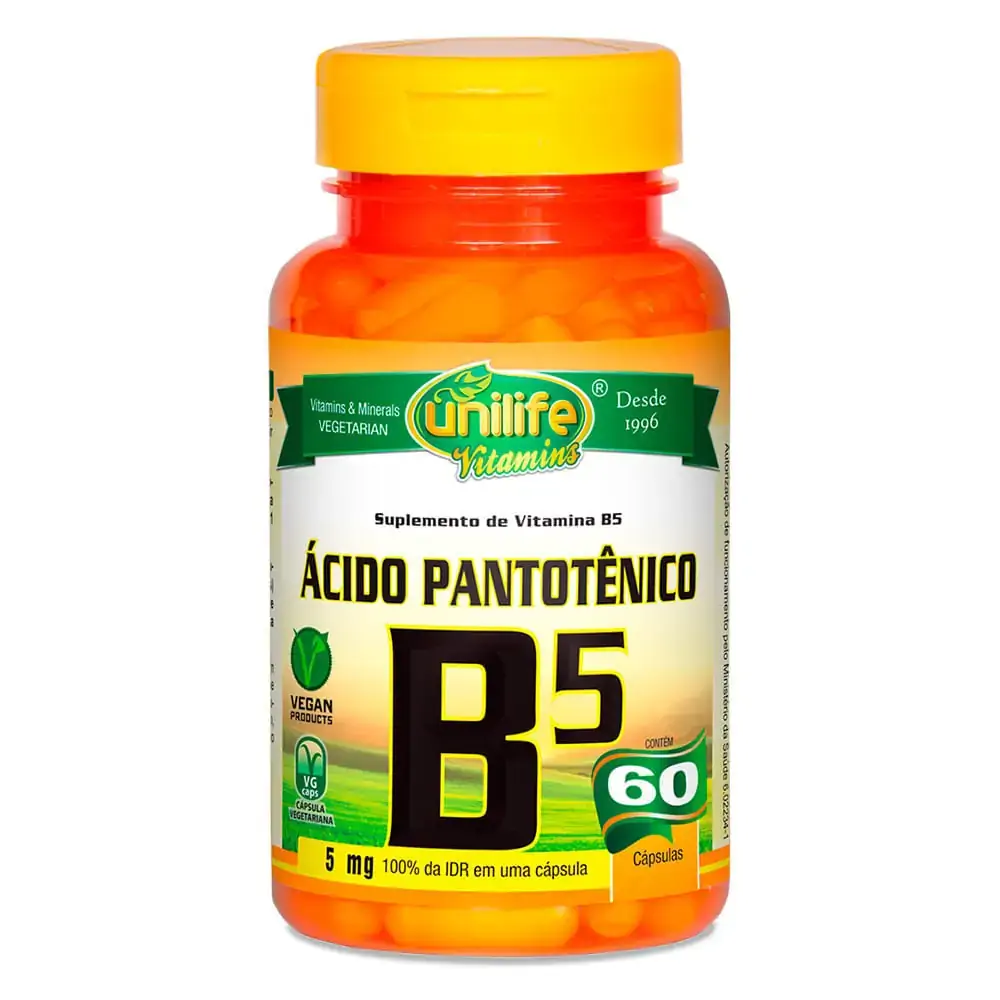 Vitamina B5 60 Cápsulas 500mg ácido Pantotênico Unilife