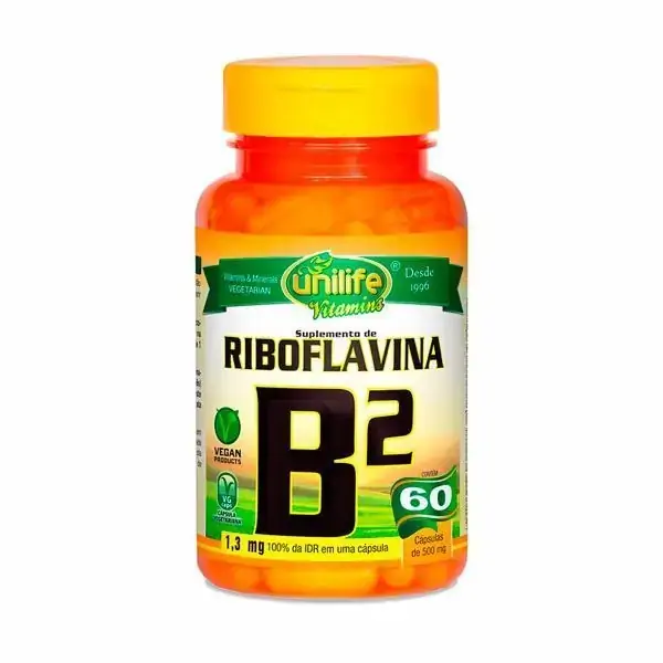 Vitamina B2 Riboflavina 500mg 60 Caps Vegano Unilife