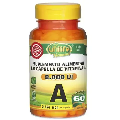 Vitamina A 60 Cápsulas 500mg Retinol Unilife