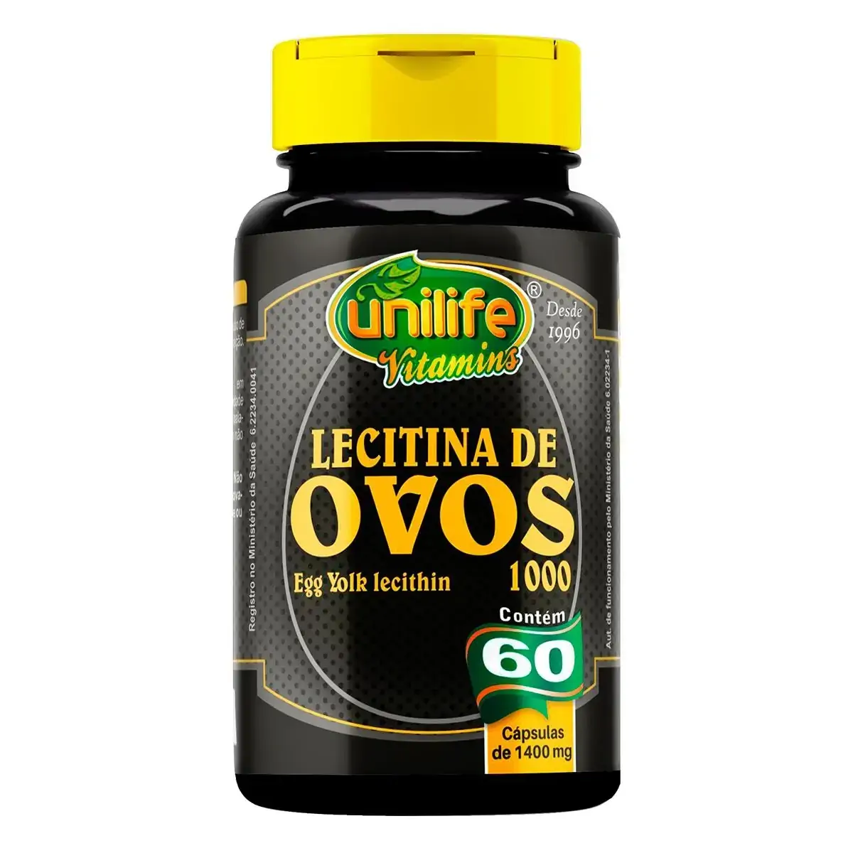 Lecitina de Ovos Egg Yolk Lecithin 1.400mg 60 Cáps. Unilife