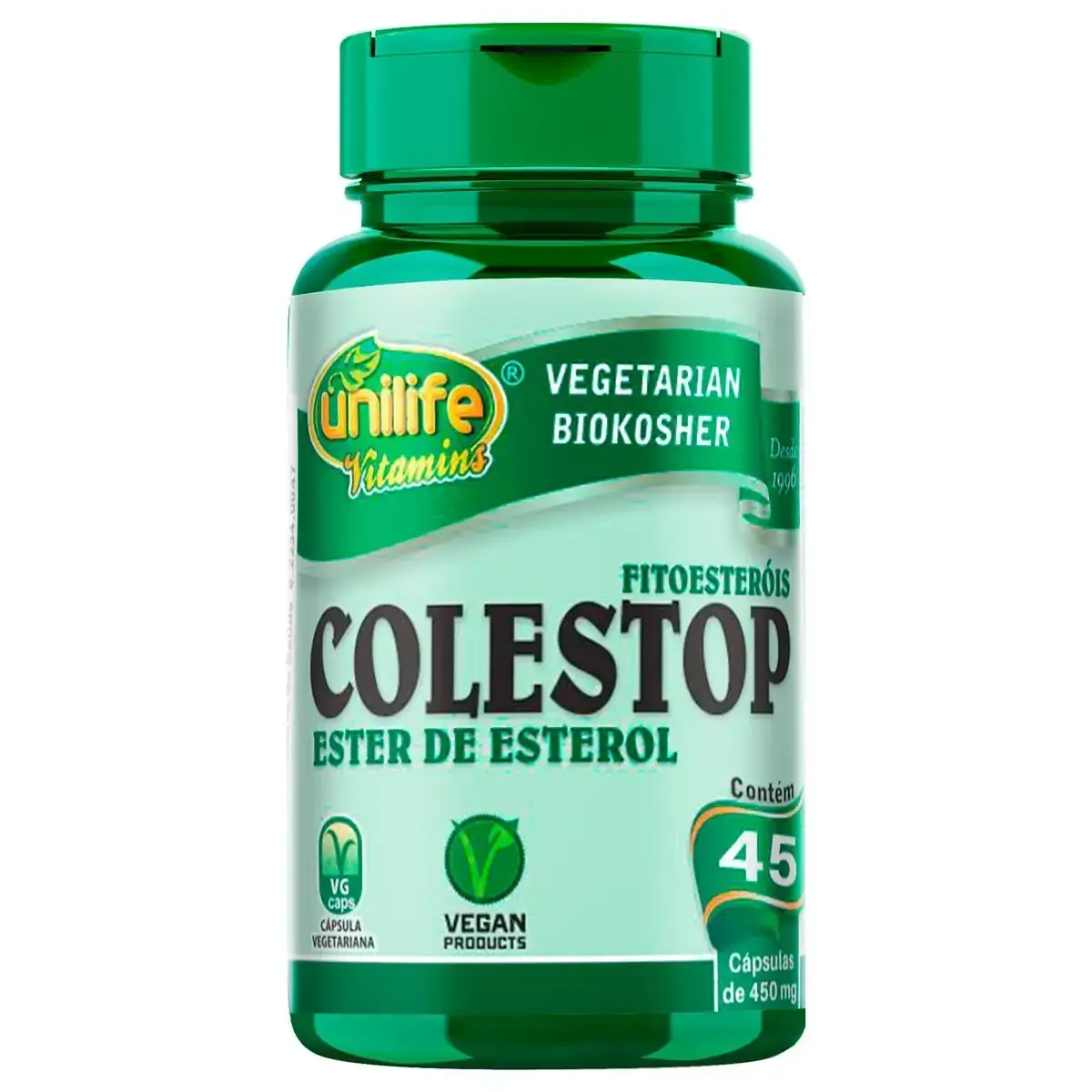 Colestop Ester de Esterol Fitoesteróis Vegan 45 Cáps Unilife