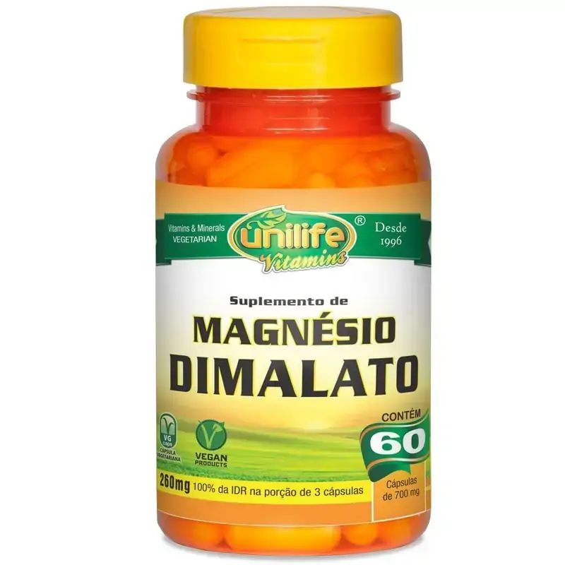 Magnésio Dimalato Puro 60 cápsulas 800mg - Unilife
