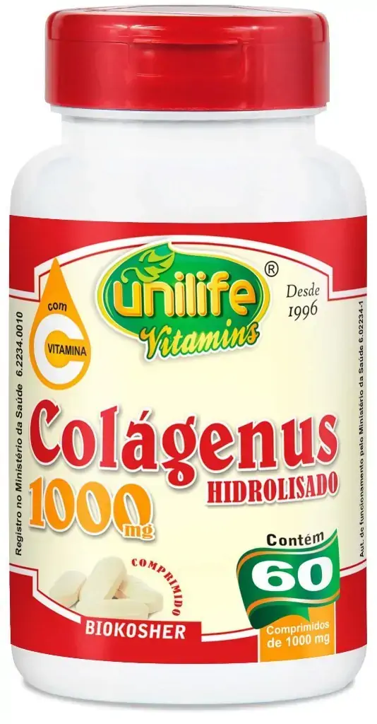 Colágenus Hidrolisado Vitamina C 60 Cápsulas 1000mg Unilife