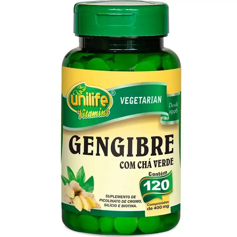 Gengibre Com Chá Verde 400mg 120 Cápsulas Unilife