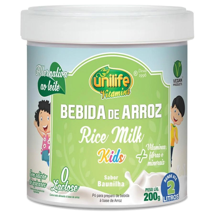 Bebida De Arroz Rice Milk Kids Baunilha 200g Unilife