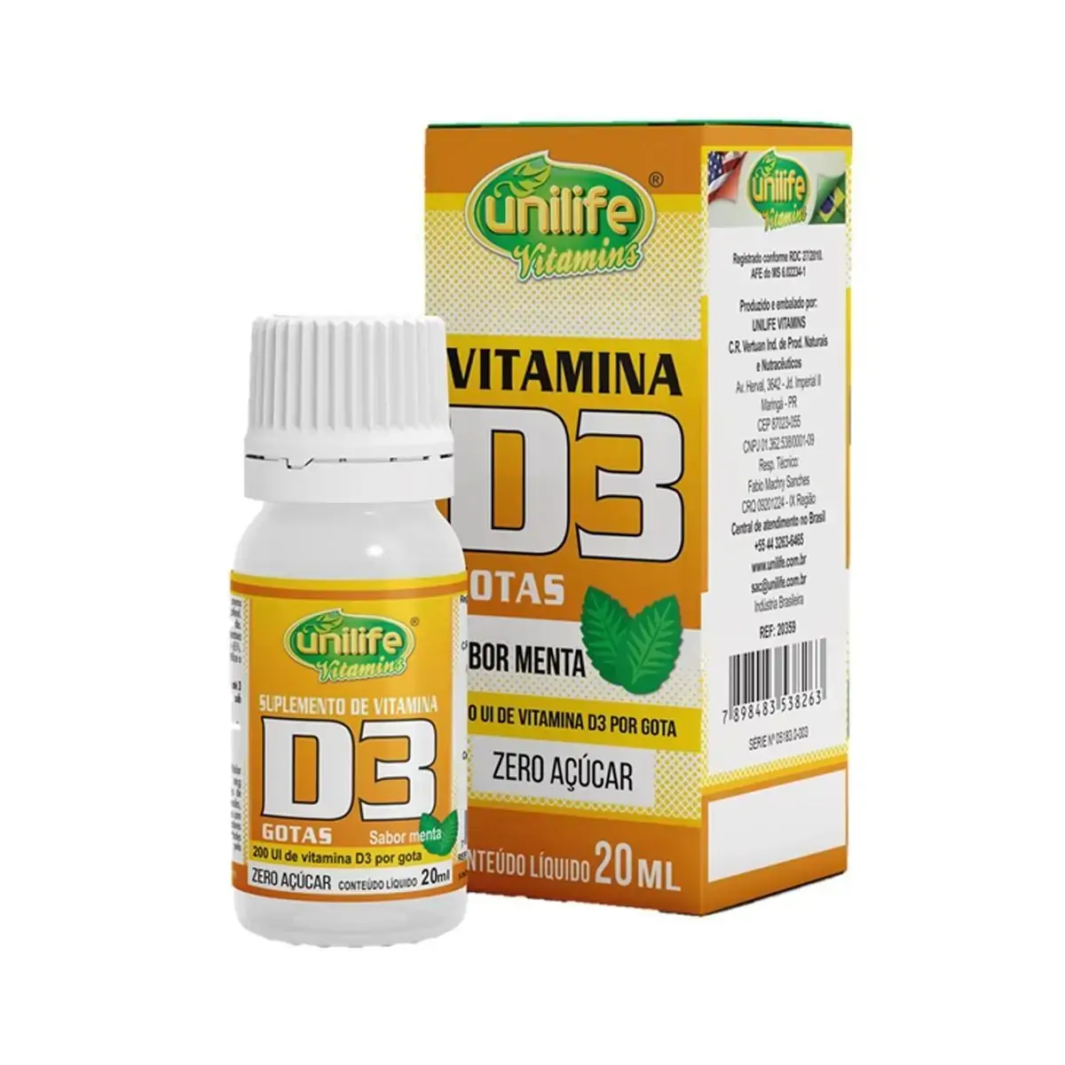 Vitamina D3 Gotas Sabor Menta 20ml Unilife