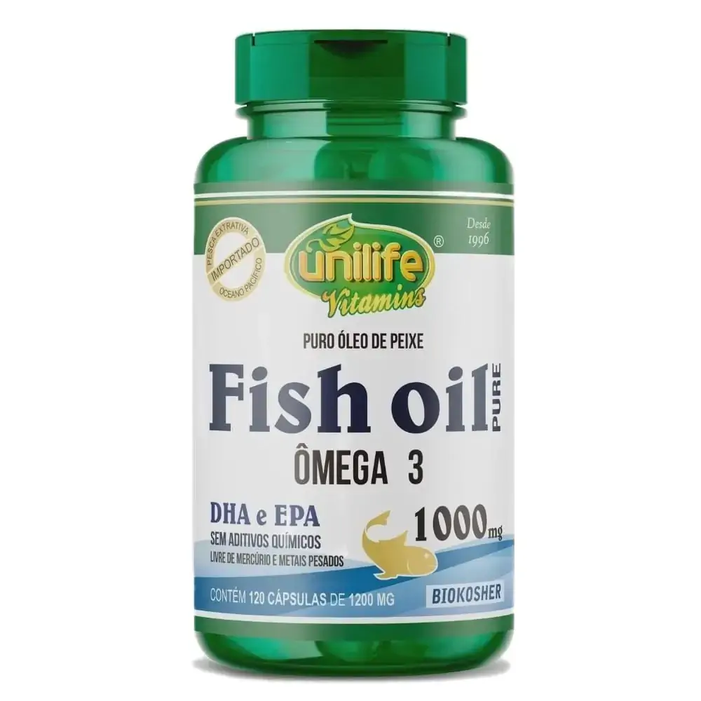 Ômega 3 Fish Oil Puro DHA e EPA 1.200mg 120 Cáps. Unilife