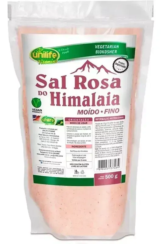 Sal Rosa do Himalaia Fino 100% Puro 1Kg Unilife
