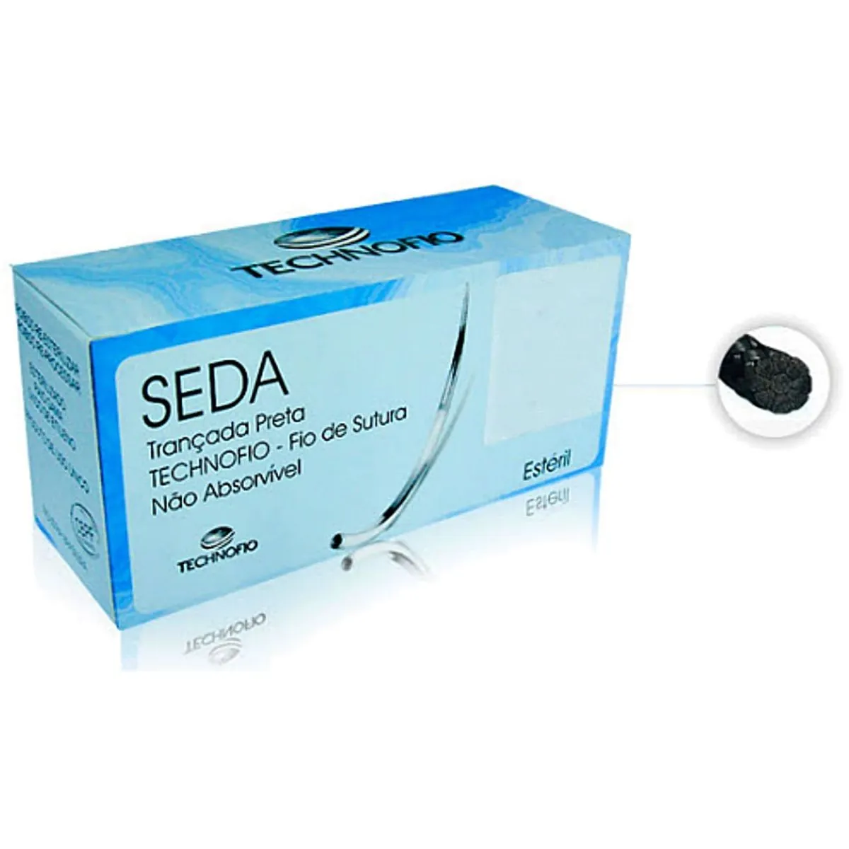 Fio De Sutura De Seda Technofio - 4-0 Agulha 1,7 Cm - 3/8 - Preta